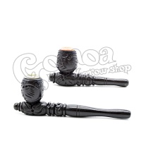 Wooden pipe with soapstone filter 10 - 14 cm